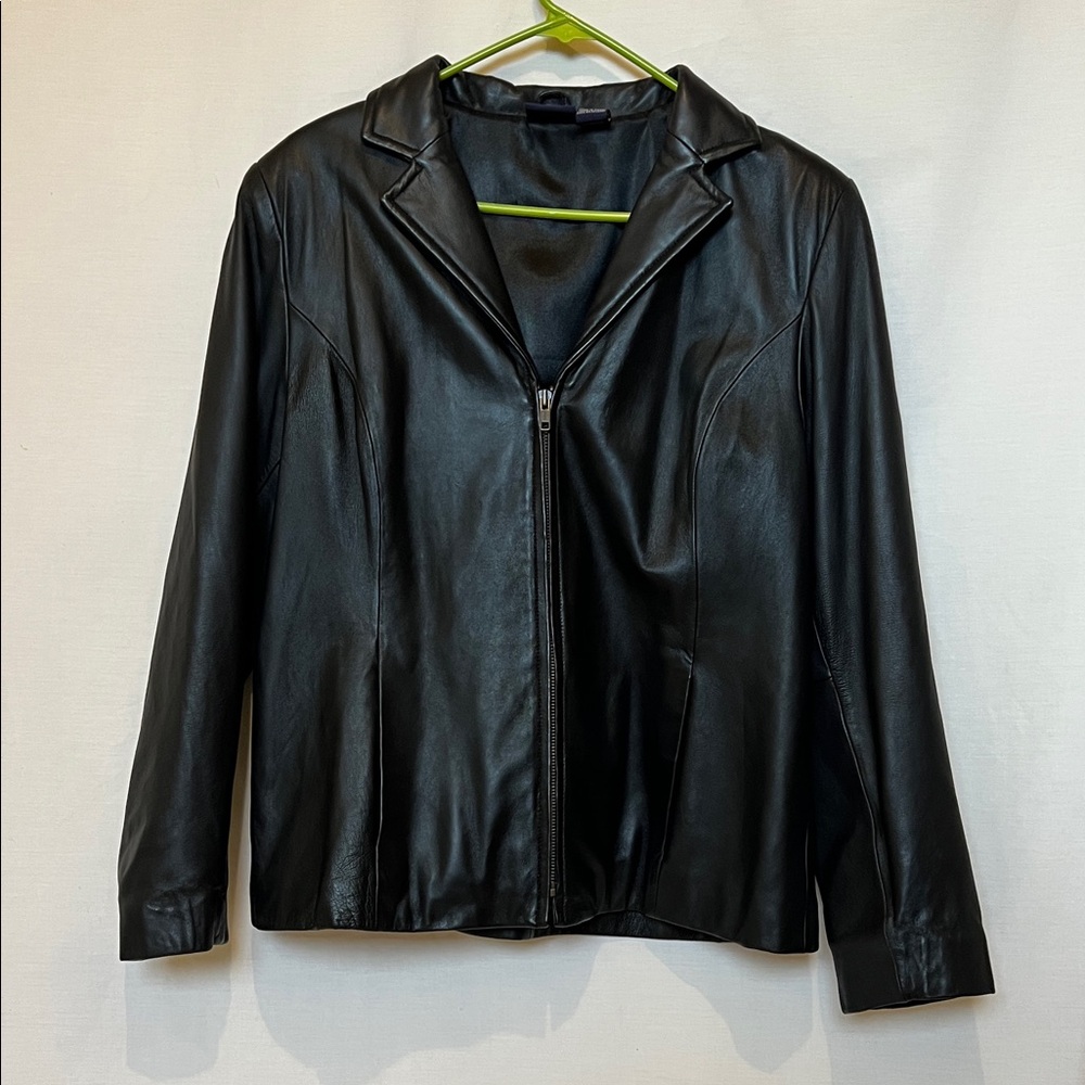Hillard & Hanson - Black Lamb Skin Leather Jacket - Women’s Size L - Vintage